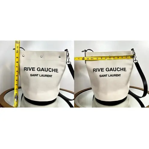 Saint Laurent Rive Gauche Bucket Bag in White Linen