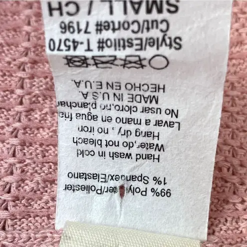 7th Ray Cable Knit Button Front Shirt Jacket Shacket Pink Small