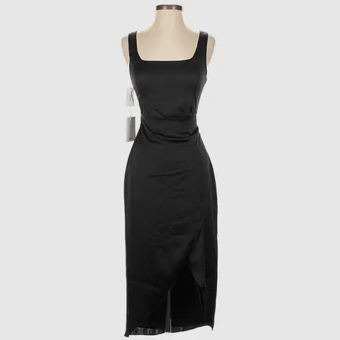 Wilfred Aritzia Saturn Satin Tie Waist Midi Dress Black XS Cocktail