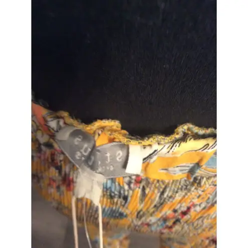 New NWT Yellow Floral Print Chenault Skirt Size Medium M Pleated Swing