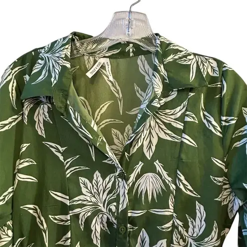 Truly 4 You Women's S Green Palm Leaf Print Midi Dress Summer Casual