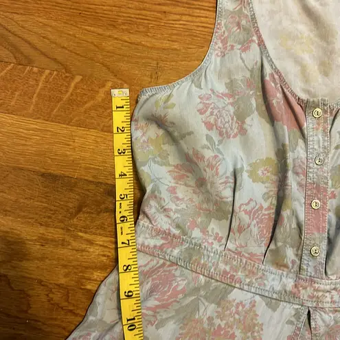 Hinge Women’s Large Retro Blue Pink Floral Flower Denim Jean Dress Shorts