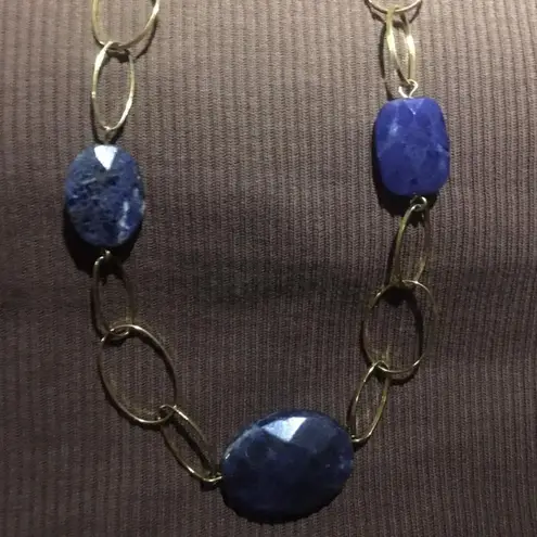 Women's Gold Tone And Blue Bead Necklace A V Max a.v. Max
