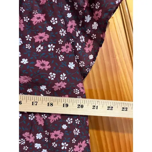 Trovata Birds of Paradise Clover Ruffle Sleeve Cotton Silk Blouse Plum Blossom Purple Size XS