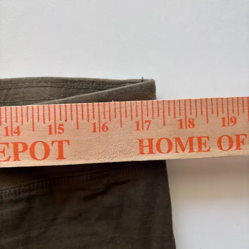 Wearables Olive Green Cotton Blend Ruched Detail Leggings Crop Pants Size L