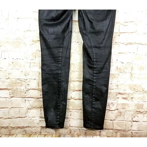 Madewell  Jeans Womens 26 Black Skinny Ankle Leather Coated Biker Moto Zip Pocket