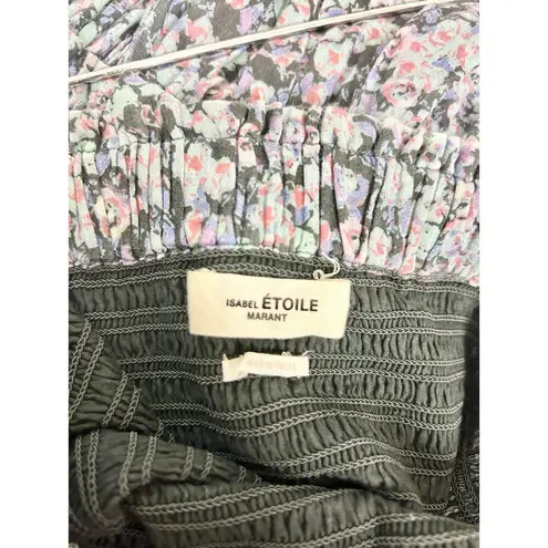 Isabel Marant Etoile Naomi Floral Smocked Tiered Mini Skirt Purple 42 / US 10