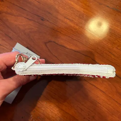 Antonio Melani  Red and White Beaded Patterned Pouch