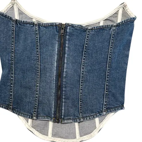 Good American  Denim Corset Top Women’s Size L Blue Bustier Strapless NWT