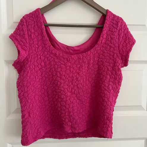 Maeve Anthropologie Socialite Popcorn Top Hot Pink Size M