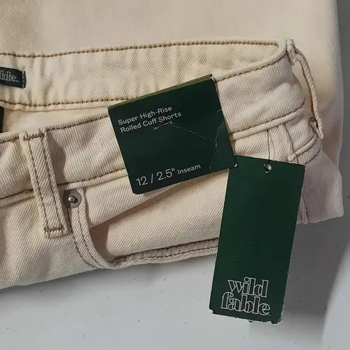 Wild Fable  Shorts Women's Size 12 Beige High Waist Cuffed Casual Summer Denim