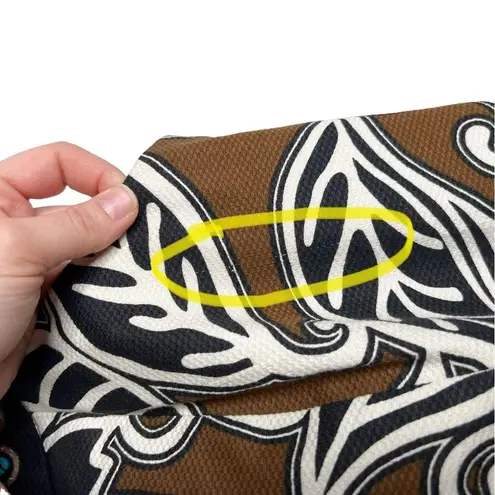 WD•NY NWT WD.NY Brown Black Leaf Scroll Print Embellished Neckline Sheath Dress