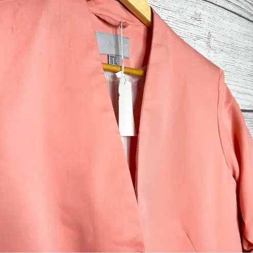 NWT Pink Ruched Sleeve Open Front Cropped Blazer Jacket Size 12 Large