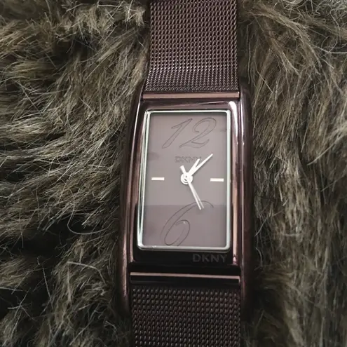 DKNY ladies brown stainless steel mesh band watch