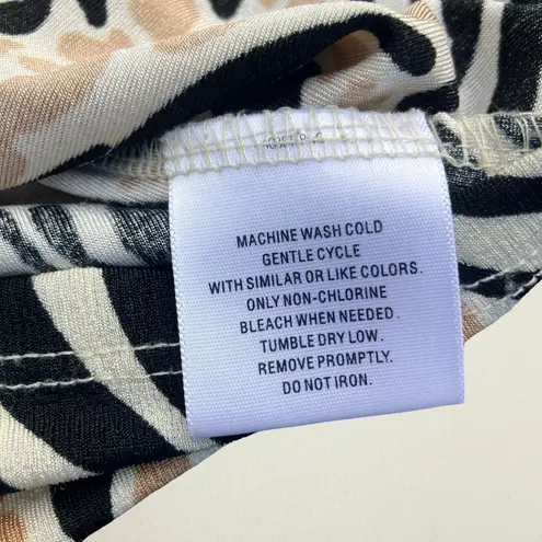 Mixed animal print cowl neck tank top zebra giraffe, Y2K indie bohemian boho Black Size XL