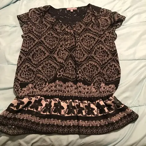 Ny Collection Brocade and Floral Peplum Blouse