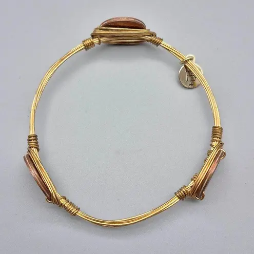 Bourbon and Boweties Bourbon & Bowties Gold Tone Bangle Bracelet 2 Cent Euro Coins Wire Wrap Unique
