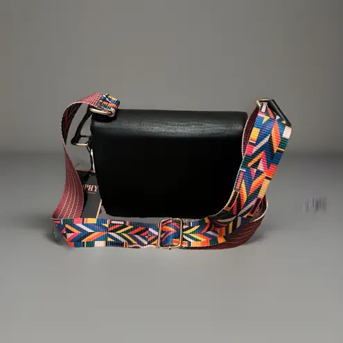 NEW Diophy Women's Vegan Leather Black Handbag w/ Aztec Guitar Strap