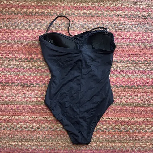 La Blanca BLACK RUCHED ONE PIECE MODEST BIKINI HALTER STRAPLESS