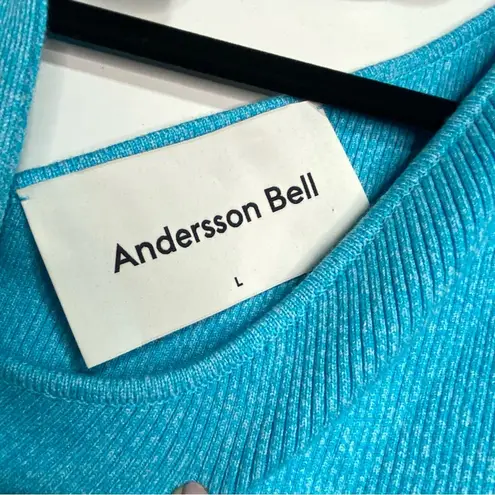 Andersson Bell Conny Scarf Neck Tight Knit Top One Shoulder Blue L Size L