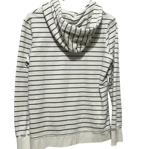 Disney Parks Women Hoodie L Gray Stripe Walt Disney World Applique Resort Cozy White Size L