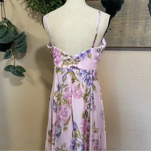 NWT Lulus Romantic Marvel Light Pink Floral Halter Maxi Dress Purple Size L