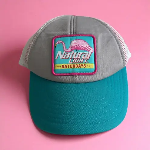 NATURAL LIGHT Natty Naturdays Flamingo Trucker Hat Cap Adjustable Blue