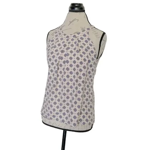 Valerie Bertinelli Womens Blouse Top Halter Print Size Small Linen Blend Pleated