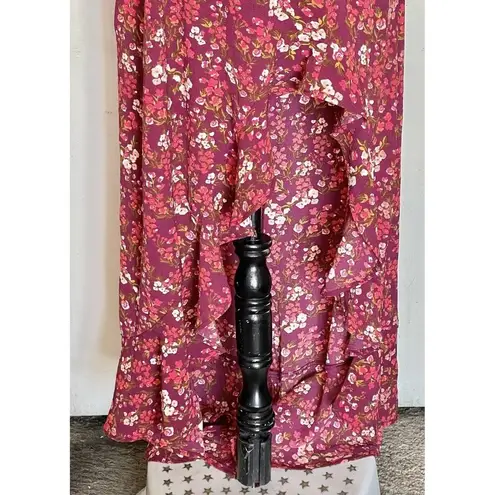 Crystal Doll Womens Dress Sz XS Floral Off Shoulder Smocked High Low Bohowestern