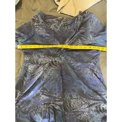 90s Y2k Mesh Dark Babydoll Top Size L Fairy Grunge Whimsigoth Sheer Goblincore Blue Size L