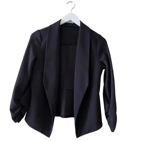 Black Asymmetric Blazer Solid Color Casual Thin Coat Suit Jacket SZ M #1592 Size M