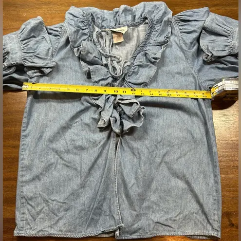 Next Era Size S 90’s Vintage 100% Cotton Denim Ruffle Blouse