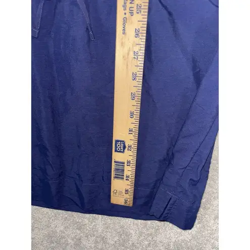 LL Bean Dress Dk Blue With Tie Waist‎ Size L Pockets Tie Waist Collar Size L