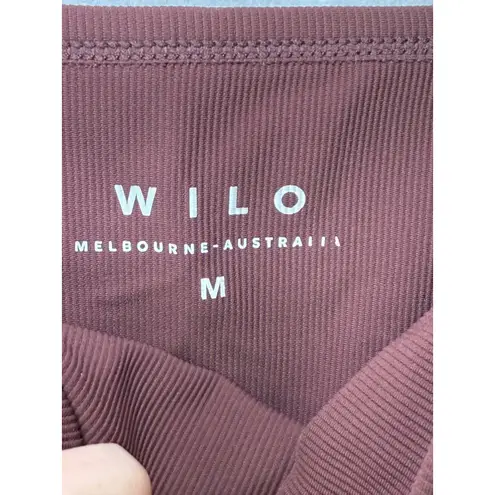 Wilo Ribbed Crop Tank Top Brown Spaghetti Strap Loungewear Active Ribbed Medium