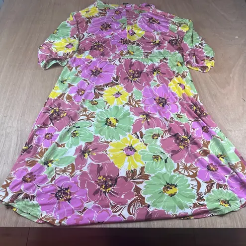 Lildy Floral Drawstring Waist Midi Dress S