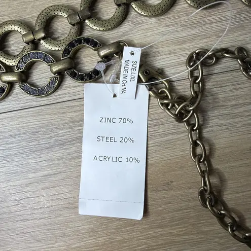 Gold Chain Belt Rhinestone Circle Link Statement Dark Glam Punk Rock Size L/XL