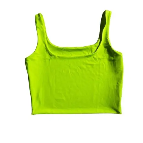 Solid Neon Green Crop Halter Top size S Black