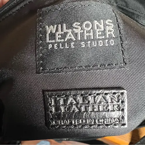 WILSONS LEATHER Pelle Studio Messenger Bag Satchel Black Italian Handbag Work