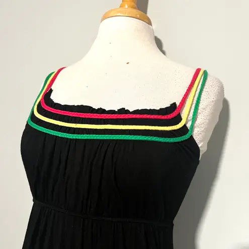 Sevengate Black Maxi Colorful Straps Vacation Beach Dress Size M