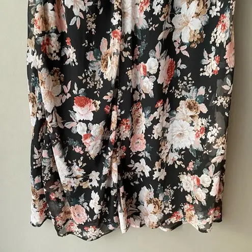 re:named sz S black pink floral off shoulder maxi sundress