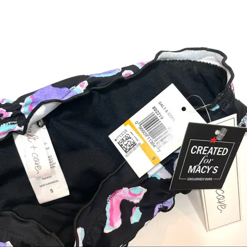 Salt+Cove LEOPARD MULTI Ruffled Bikini Swim Bottom Black