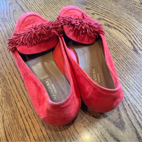 Aquazzura Red Suede Wild Thing Firenze Smoking Slippers | Size 38