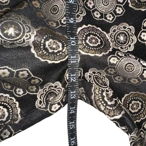 Frances Valentine Lucy Jacquard Black and Gold Ankle Pants 8