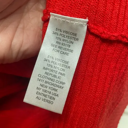 Chelsea & Theodore Red Ribbed Mock Neck Sweater Oversized Stretch Classic Size XL