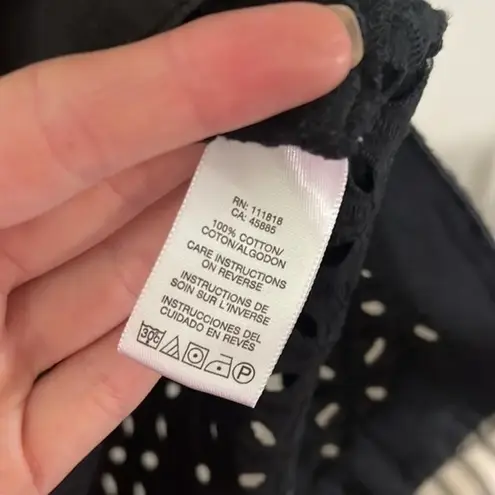 Michael Kors  Black Eyelet Tunic Vneck Top / Swim Cover up