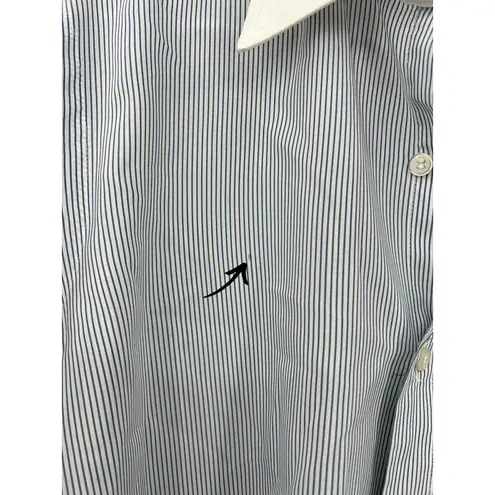 VINTAGE Oscar De La Renta M Oversized Men Stripped Horizontal Button Up Shirt Blue Size M