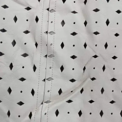 HD in Paris Womens Faux Leather Lined Cut-Outs Swing A-Line Skirt Beige Size 2