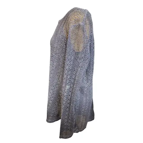 Flora Ashley Lace Long Sleeve With Tank Slate Gray/Blue Large Blue