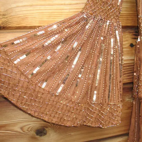 Mac Duggal 5442 Womens Embellished Bell Sleeve Tiered Gown Dress