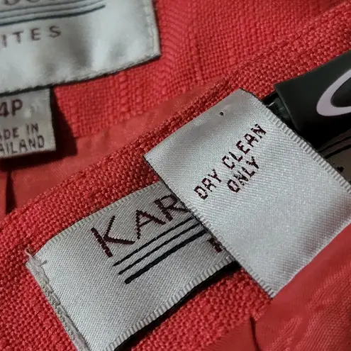 Karen Scott Salmon Pink Skirt Blazer Suit